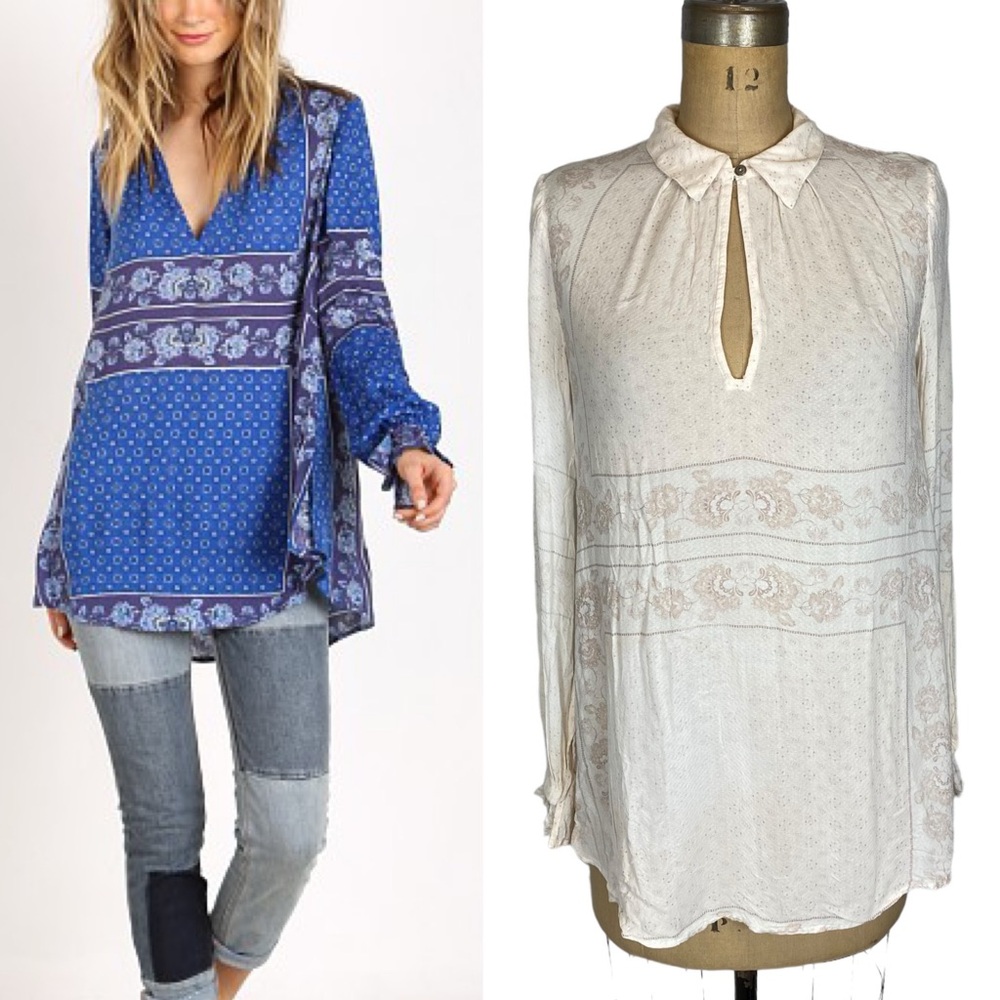 Free People Changing Times Printed Blouse Size S